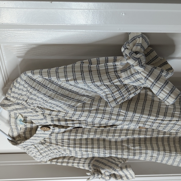 Sundance cotton crinkle short sleeve button down blouse size XS - Picture 2 of 8